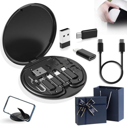 Humorous 9 In 1 Cable Case, 9 In 1 Cable Charger Case, Travel Cable Organizer Case Bag, Cable Case Organizer Small, USB Adapter Cable Conversion Storage Box (Regular Model,Black)