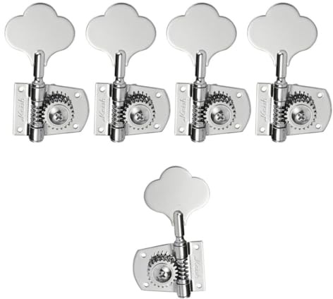 KAISH Cloverleaf 5 Saiten Bass Tuner Bass Tuning Machines 5 String Bass Tuning Keys for Standard/Highway One Series Jazz Bass J Bass/Precision Bass P Bass Chrome 4 Right/1 Left