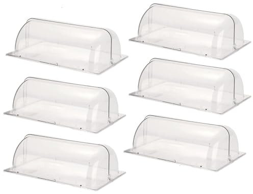 Full Size Chafing Dish Covers Clear Roll Top Chafing Lid Plastic Bakery Pan Food Display Cover Dustproof Lid for Cake Cupcake Exhibition, 6