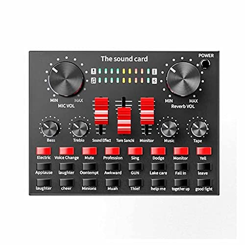 MRKU Carte Son Professionnelle Bluetooth pour Diffusion en Direct, Interface Audio USB, mixeur, Son DJ pour Enregistrement, Microphone, Guitare