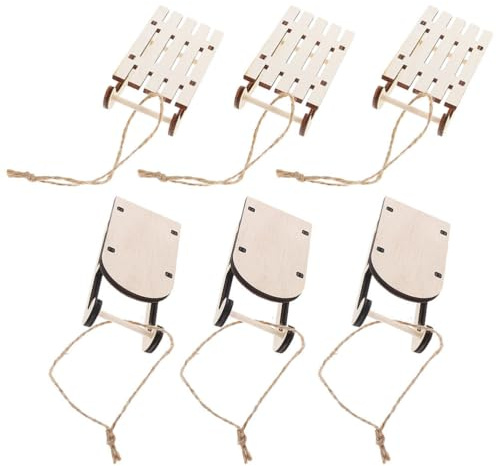 JOINPAYA Mini Holzschlitten Ornamente 6 Stück Unvollendete Weihnachtsdeko DIY Hängend Tischdekoration Für Weihnachtsbaum Und Festliche Wohnaccessoires