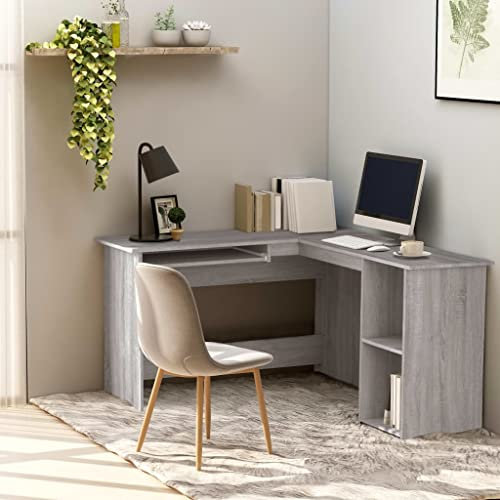 Schreibtisch klappbar,klappschreibtisch,sekretär Schrank,Eckschreibtisch Grau Sonoma 120x140x75 cm Holzwerkstoffschreibtisch,computertisch,Desk,