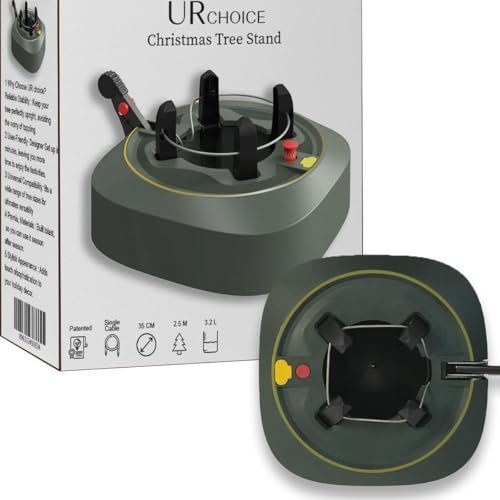 UR CHOICE Heavy Duty Christmas Tree Stand, Fits Real Trees up to 2.5 m with 3.2 L Water Tank, Stable 35 cm Base with No Tilt Safety, Quick Easy Assembly Holder for Real Xmas Trees