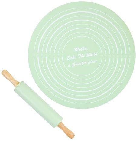 Set mattarello e tappetino da forno, mattarello in silicone e tappetino da forno | Rulli per impastare antiaderenti | Mattarello antiaderente e grande tappetino da forno in silicone per casa, bar, ris