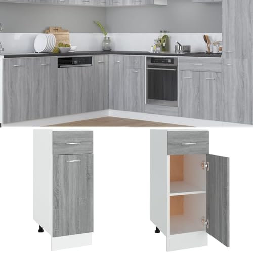 ShGaxin Unterschrank mit Schublade Grau Sonoma 30x46x81,5 cm Küchenschrank, Küchenunterschrank, Unterschrank Küche, Küchenmöbel, Miniküche, Spülschrank
