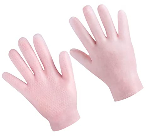FOYTOKI Feuchtigkeitshandschuhe Für Damen Einheitsgröße Rutschfest Hautfreundlich Peelend Und Feuchtigkeitsspendend Für Trockene Hände Handpflege Zuhause Rosa
