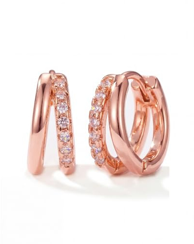 MUMREUES Ohrringe Gold Creolen 14K Vergoldet Statement Ohrringe Damen Huggie Stecker mit Zirkonia Hypoallergen Wasserfest Minimalist Schmuck Geschenke