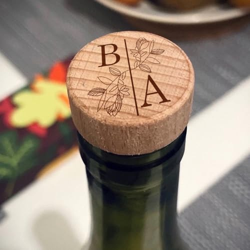 Personalisierter Weinflaschenverschluss, Holzstopfen Mit Individuellem Namen, Datum Und Logo, Dankeskarte, Party, Hochzeit, Geschenke, Hochzeitssouvenir, Flaschenverschluss Aus Kork Mit Namensdesign