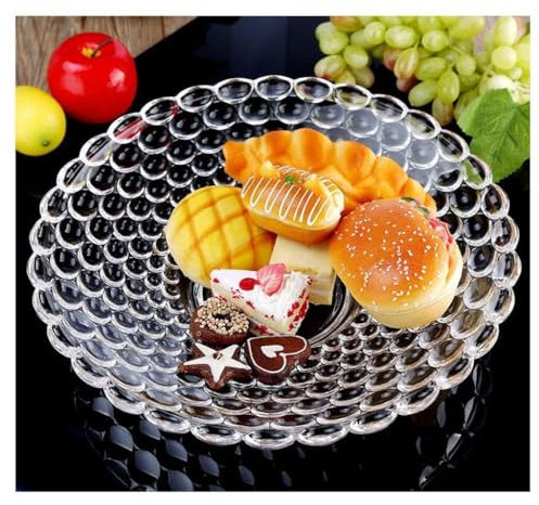 Frutero grande de cristal, elegante centro de mesa de cristal para ensaladas y frutas, impresionante bandeja decorativa para decoración de mesa de comedor