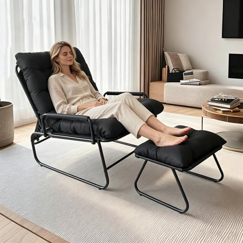 TerraVibe fåtölj, avslappningsstol, modern TV-fåtölj med pall, vardagsrum, kontor, sovrum, bekväm, avkopplande, stoppad
