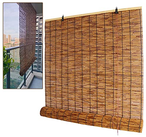 Tende avvolgibili in bambù naturale tessuto a mano 60 cm, 70 cm, 90 cm, 120 cm, 140 cm, tende romane con ascensore, persiane interne/esterne, tende a canne, tende per finestre, 150 x 200 cm