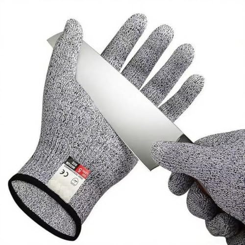 FEIYIDA Guanti resistenti al taglio, guanti protettivi di livello 5 per cucina, tritare carne, peeling di ostriche, intaglio del legno e uso industriale (L-1 coppia) (L