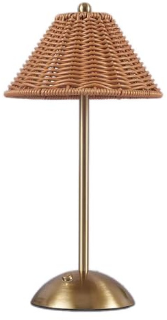 Cordless Boho Rattan Table lamp,Wicker Lamp,LED Rechargeable Reading Lights,3 Colours Dimmable Touch Control Night Light for Bedroom Living Room Office Restaurant Lighting Bedside Lamps Home Decor