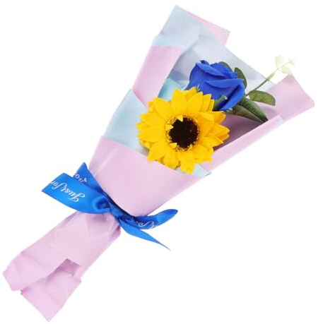 Cabilock Rosa De Jabón Artificial Con Forma De Girasol Para Regalos De San Valentín y Decoración De Bodas De Flores De Jabón