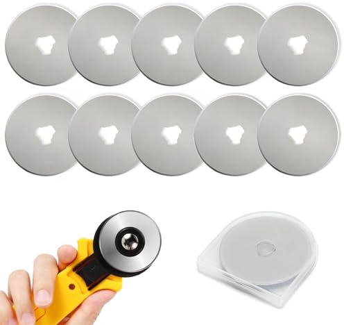 10PCS Rotary Cutter Blade, 45mm Rotary Cutter Replacement Blades Pack of 10, Precision Cutting Blades Refill for Sewing, Quilting, and DIY Projects, Fits Most Rotary Cutters