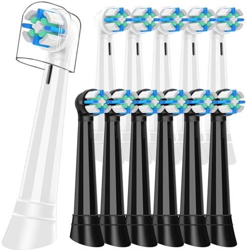 12er Aufsteckbürsten Kompatibel mit Oral B IO Zahnbürste Elektrische, Bürstenköpfe Kompatibel mit Oral B IO 3N/3/4/5/6/7/8/9/10, IO Zahnbürste Aufsätze Schwarz/Weiß
