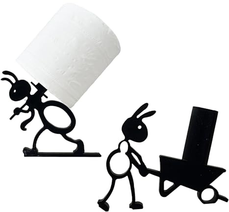 CHENNAN 2 pièces Porte-Rouleau de Papier Toilette en Forme de Fourmi, Drôle De Brouette De Fourmis Porte-Papier Toilettes, Décoration De Salle De Bain Mignonne, Porte-roulis De Toilette Ant (Noir)