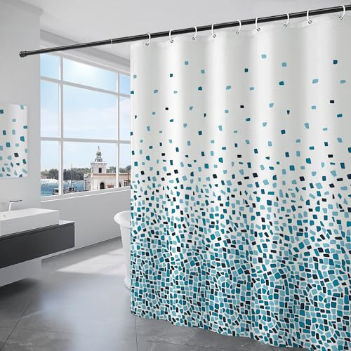 KAIMEIYU Tenda da Doccia in Poliestere Tenda da Bagno in Tessuto Lavabile in Lavatrice con 12 Anelli Impermeabile 240 x 200 cm Blu