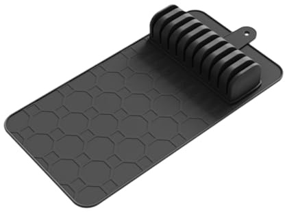 FytStycale Bloc à Couteaux, Tapis à Couteaux Classique Premium Antidérapant et Doux, Tapis de Rangement en Silicone, Organisateur de Tiroir pour Porte-Couteaux, Tapis de Rangement pour Cuisine, Noir