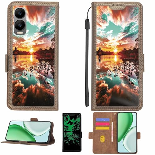 Aroepurt fodral kompatibelt med Cricket Debut S3 telefonfodral flipskydd [med härdat glas skärmskydd] [RFID-blockering] [ljuseffekt] LPT-FJ