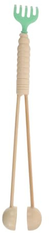 Bastón de Masaje Manual para Meridianos de Madera Beige | Rascador de Espalda y Martillo de Doble Extremo, Herramienta Portátil para Viajes y Escritorio