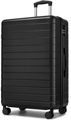 Shavont Großer Koffer XL, Hartschalenkoffer aus ABS, Leichter Trolley mit 4 Leisen 360° Doppelrollen, Integriertem Schloss, Reisekoffer 76x50x29 cm (XL, Schwarz)