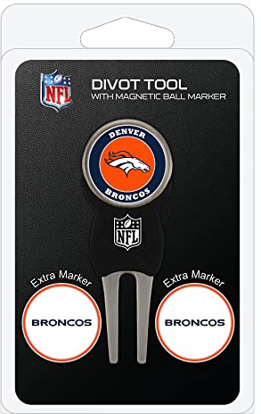 Team Golf NFL Pitchgabel mit 3 Golfball-Markern, Markierungen sind abnehmbar, magnetisch, doppelseitig, emailliert