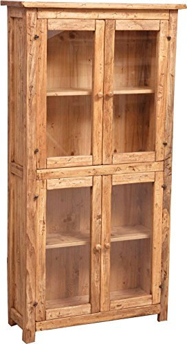 Biscottini Vitrinas para Salon 130x25x68 cm - Estantería Madera Maciza Made in Italy - Vitrinas de Salon - Aparadores para Salon - Mueble de Cocina