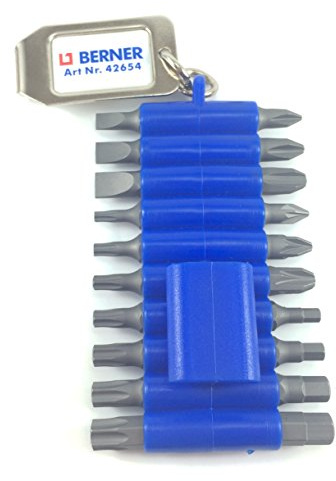 Berner Profi Bit-satz mit Gürtelclip und 20 Bits Kreuz Schlitz Innensechskant Torx flexibles Bit-Set