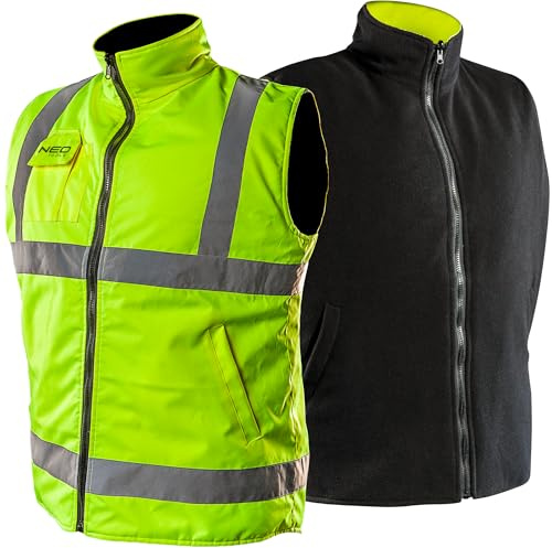 NEO Synlighet fleece vändbar vattentät kroppsvärmare väst (M)
