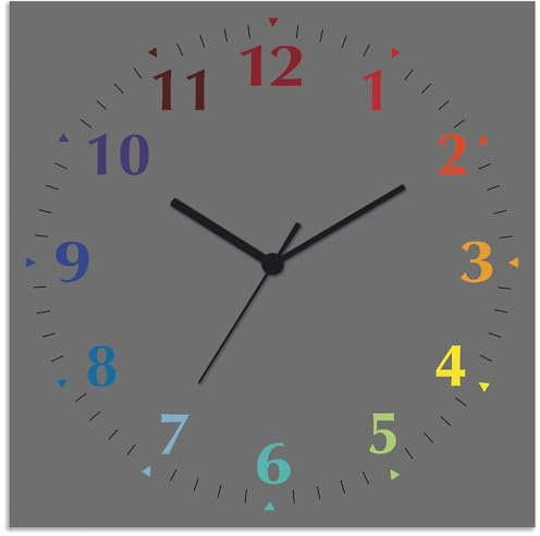 ARTLAND Wanddeko Wanduhr ohne Tickgeräusche Alu Funkuhr 30x30 cm Quadratisch Lautlos 12 Ziffern Farbig Schlichtes Design Grau S7KD