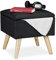 Relaxdays Hocker mit Stauraum, Kunstleinen-Bezug, gepolstert, Holzbeine, Fußhocker mit Deckel, HBT: 40x40x40 cm, schwarz