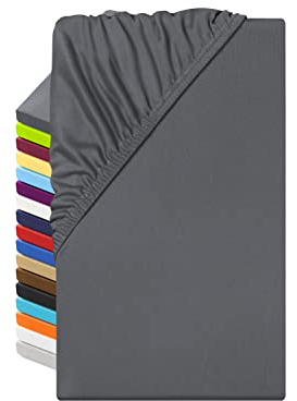 npluseins Microfaser Spannbettlaken fein gewebt, 140-160x200 cm, Anthrazit | Samtweich, seidiger Glanz, allergikergeeignet, knitterarm, schnelltrocknend, Rundumgummi, formstabil, pflegeleicht