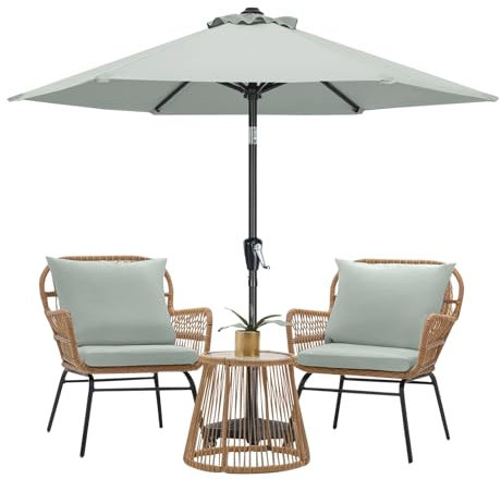 MasterCanopy 230 cm Sonnenschirm neigungsverstellbar, mit 6 Rippen und Kurbel, für Patio, Garten, Terrasse, Markt, Hellgrau