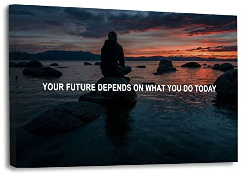 Hustling Sharks® Motivationsbild „YOUR FUTURE“ – Wandbild 45 × 30 cm | XXL Motivationsbild im Querformat, Bilder Büro Motivation, Wandbilder mit Sprüchen, Bilder Erfolg, Wanddeko Büro, Kunstdruck