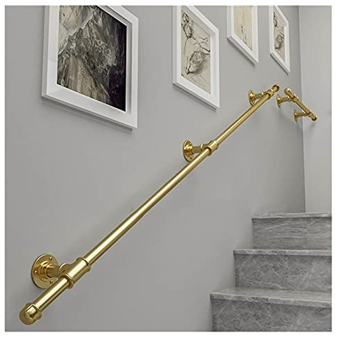 HWF Pasamanos Oro Pasamanos de Escalera con Kit Completo, 1.5-19.5 pies de Largo Metal Barandilla de Escalera para Ancianos/niños/discapacitados/Mujeres Embarazadas, Fácil de Instalar