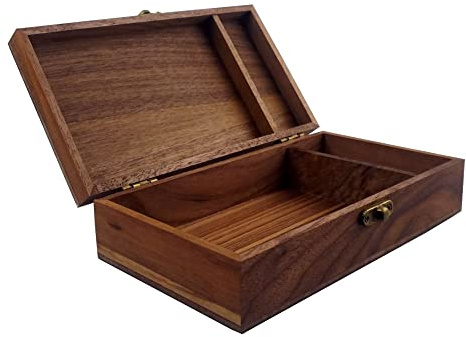 LONMAIX Walnut Handmade Walnut Partition Wooden Box for Keepsakes, Photos, Jewelry Ring Wedding Gift Box (Walnut-HTMDFH)