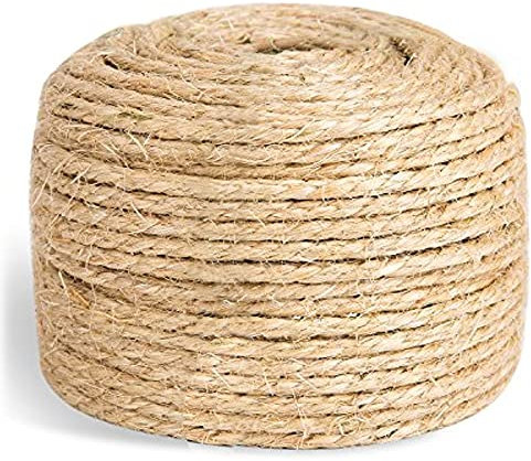 SGAVAHSG Corde en sisal pour réparation d'arbre à Chat de 20 m, 6 mm de diamètre, Corde en sisal Naturel pour griffoir, Remplacement ou récupération griffoir à Chat