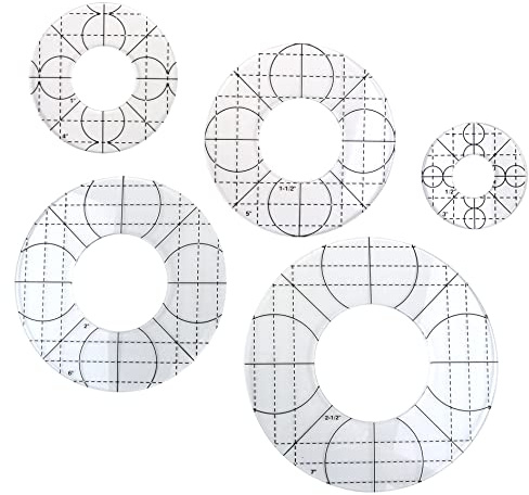 Meprotal 5 Stück Quilt-Vorlage Nähkreise Vorlage Nähmaschine Lineal Acryl Runde Stoff Schneiden Lineale DIY Nähwerkzeuge