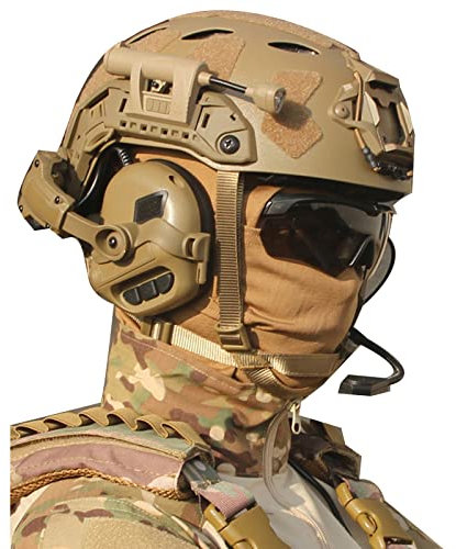 Casque de paintball rapide et cache-oreilles à réduction du bruit, avec lunettes, pochette pour batterie et cagoule pour airsoft, chasse (couleur boueuse A)