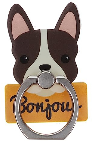 Bonjour Frenchie French Bulldog Animal Cute Phone Ring Holder Grip Finger 360 Mount Stand Mobile Universal Loop for All Smartphones