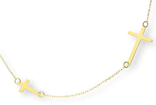 Generisch Echte 585 Gold Kette/COLLIER KREUZ Gelbgold 42cm-45cm Lang, inkl. Etui