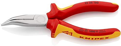 Knipex 25 26 Spitzzange/Backen 50mm, gebogen Schneidkraft → Harter Draht: 1,6 mm, mittelharter Draht: 2,5 mm 160 mm