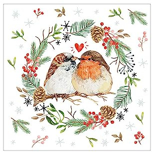 20 Servietten Weihnachten Tiere in warmer Stube versammelt als Tischdeko. Papierservietten mit Motiv. Auch für Decoupage und Serviettentechnik 33x33cm