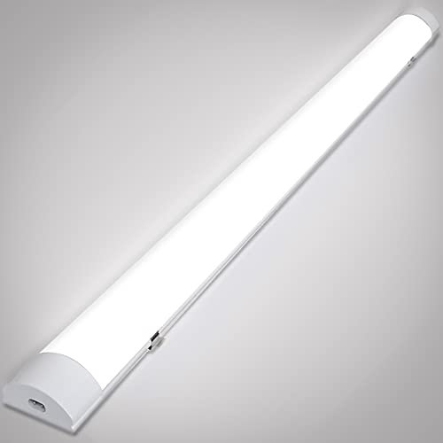 Gimisgu Néon LED 60CM, Tube 18W 1530LM, Réglette Blanc Neutre 4000K, IP65 Plafonnier Étanche Pouvant être lié pour Garage, Atelier, Sous Sol, Bureau, Grange, Cave