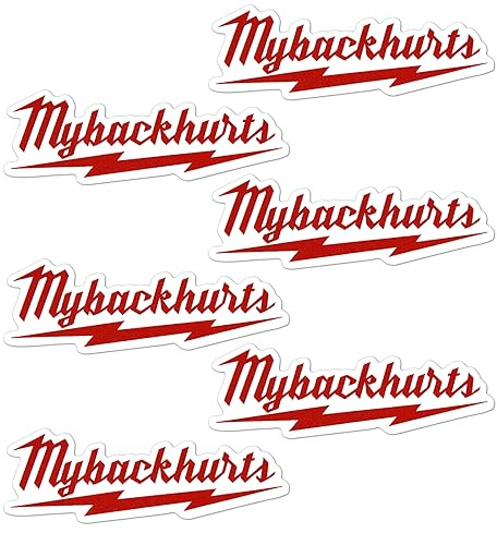 PEUTIER 6 Stück Hard Hat Stickers My Back Hurts, Aufkleber Mechaniker für Werkzeugkasten, Warnaufkleber Rote für Schutzhelm, Hutschachtel, Werkzeugkasten, Wasserflaschen, Schweißhelm, Laptop-Box