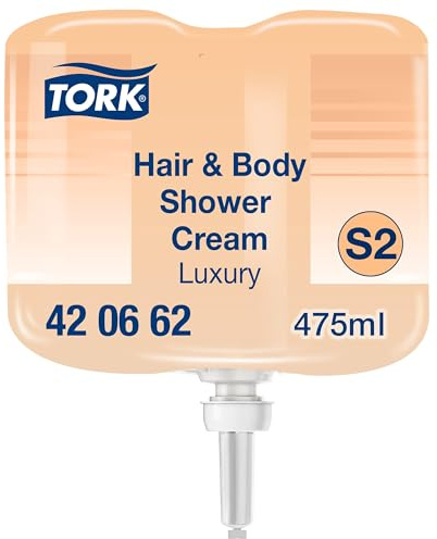 Tork luxuriöse 3‑in‑1 Hair & Body Mini-Duschcreme S2, Argan-Vanille-Duft, 8 × 475 ml, 420662
