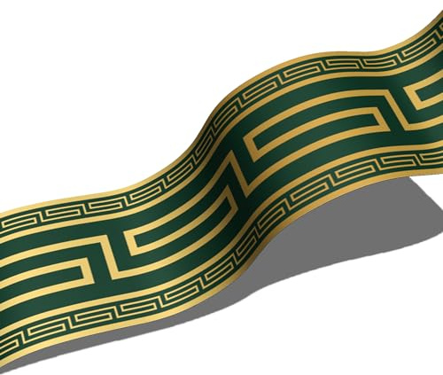 funlife Greek Key Peel and Stick Self Adhesive Wallpaper Borders, Matte Green Faux Gold 10cm x 200cm