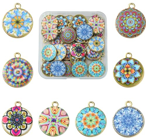 COGCHARGER Boho Flower Charms for Jewellery Making, 40Pcs