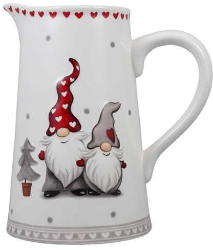 BESTonZON Pichet De Noël Pichet À Boisson En Céramique De Pichet De Service Festif Motif Gnome Pichet À Lait Bouilloire À Eau Froide Carafe Avec Poignée Pour Cocktails Eau Jus
